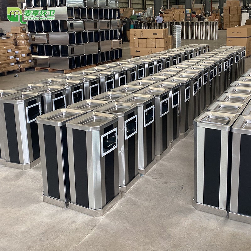 El Trash Can Lobby Vertical Stainless Steel Ashtray Corridor Elevator Entrance Outdoor Commercial El Lobby Dedicated - Image 5